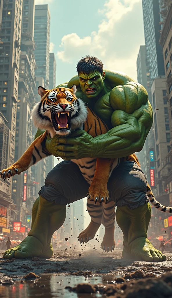 THE INCREDIBLE HULK IS VERY STRONG AND HAS HIS SABER-TOOTHED TIGER.