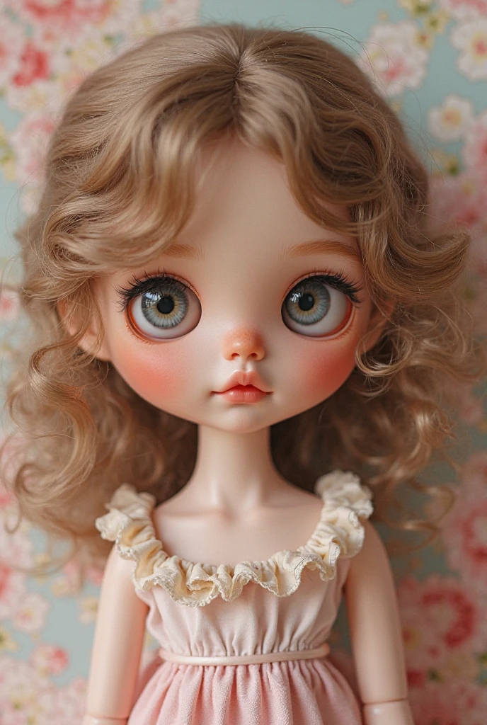 A little doll with brown hair,curtain,brown eyes not so white