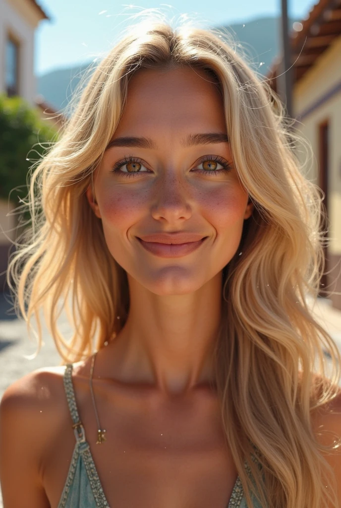 young sexy blonde French woman with a pretty smile