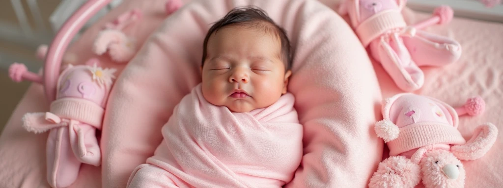 Newborn baby girls with cute pink headbands photoshoot