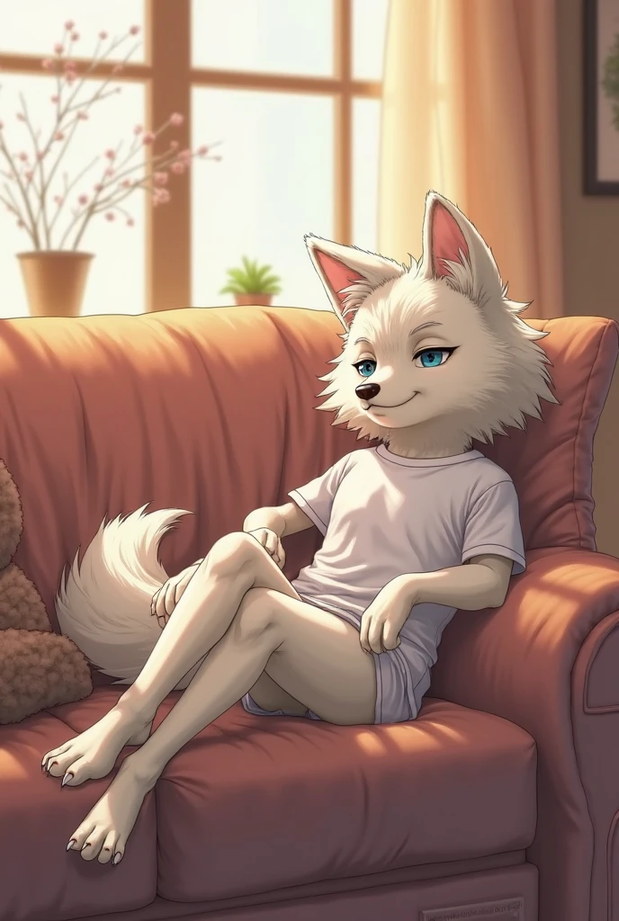 (catss,hairy pubic,anthropomorphic turtle),male people,sitting in the couch,Inside the,liveroom,is wearing a shorts,in blouse wearing,Furry art,There is white fur on the arms,White elongated tail,There is white fur on the legs,(Fur covers the whole body,The best quality,Like a human figure),looking at viewert