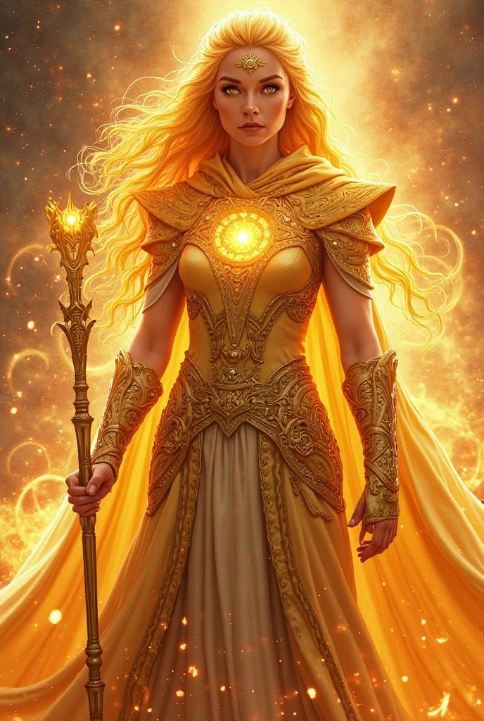 Solara’s appearance is striking and radiant, embodying the essence of ...