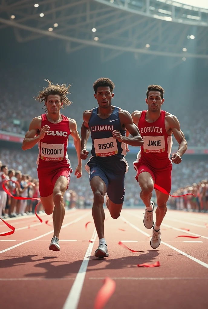 athletes on the podium wearing a smartwatch on their wrist showing their heart rate on television