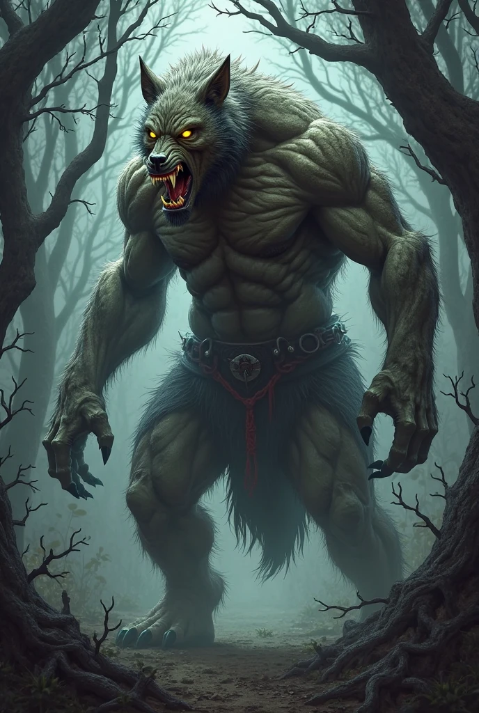 Muscular body with wolf head