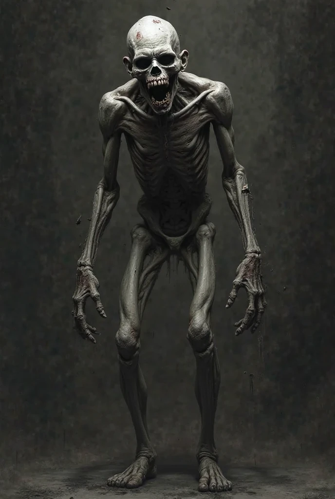  ((best quality)), ((masterpiece)), (detailed), a creature, pale, translucent skin, smooth skin texture like a dolphin, no hair, round head, (no face), (no eyes), (smooth face), (bright gums) like a shark's mouth, (a squid-like beak coming out of the mouth), (protrusions along a ridged back), (breathing holes along the chest), a tail that splits into three tentacles, long skinny arms that it walks on, where the legs would be is another set of arms that are used for grabbing, H R Giger, The Thing, sci fi horror, cosmic horror