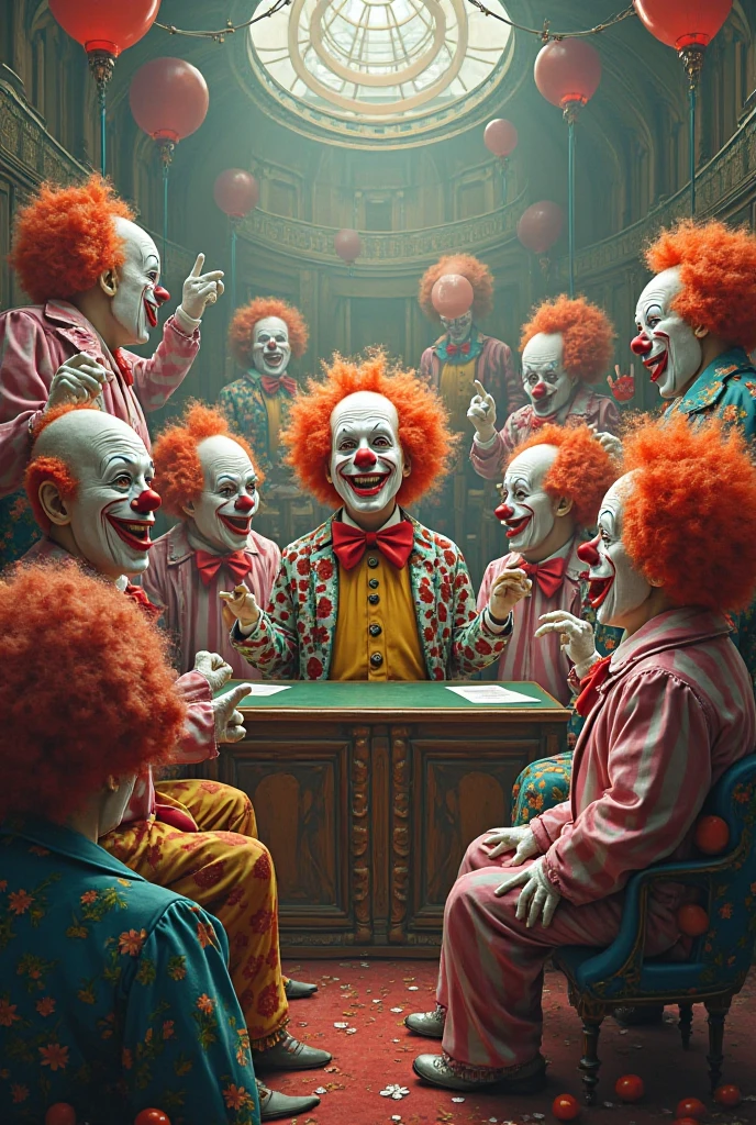 <lora:Alex Gross Style:1>Alex Gross Style - clowncore solarium, in the style of Alex Gross and Stanley Kubrick