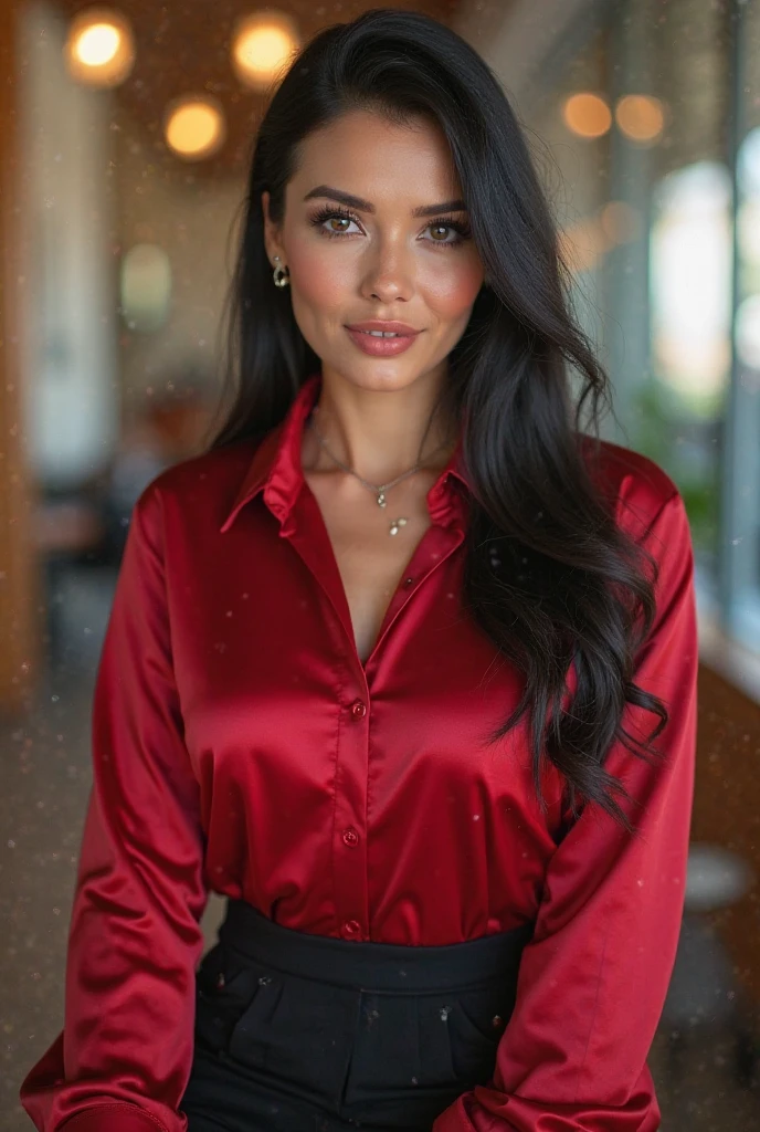 (masterpiece, photorealistic:1.4, extremely intricate:1.3), (photon mapping, radiosity, physically based rendering, ultra resolution, hyper-realistic, photorealistic:1.4, hyper-realistic, 8K), ((detailed woman, (soft loose red black flowerprint shirt, jeans, [ginger hair:dark hair:0.2], touseled hair, [flat chest:medium breasts:0.5]), sitting, white leather couch, (looking away, mature, [clear eyes:blue eyes:0.6]), [makeup:natural:0.5], elegant:1.3), BREAK, (((bokeh, Fujifilm, volumetric dim)))