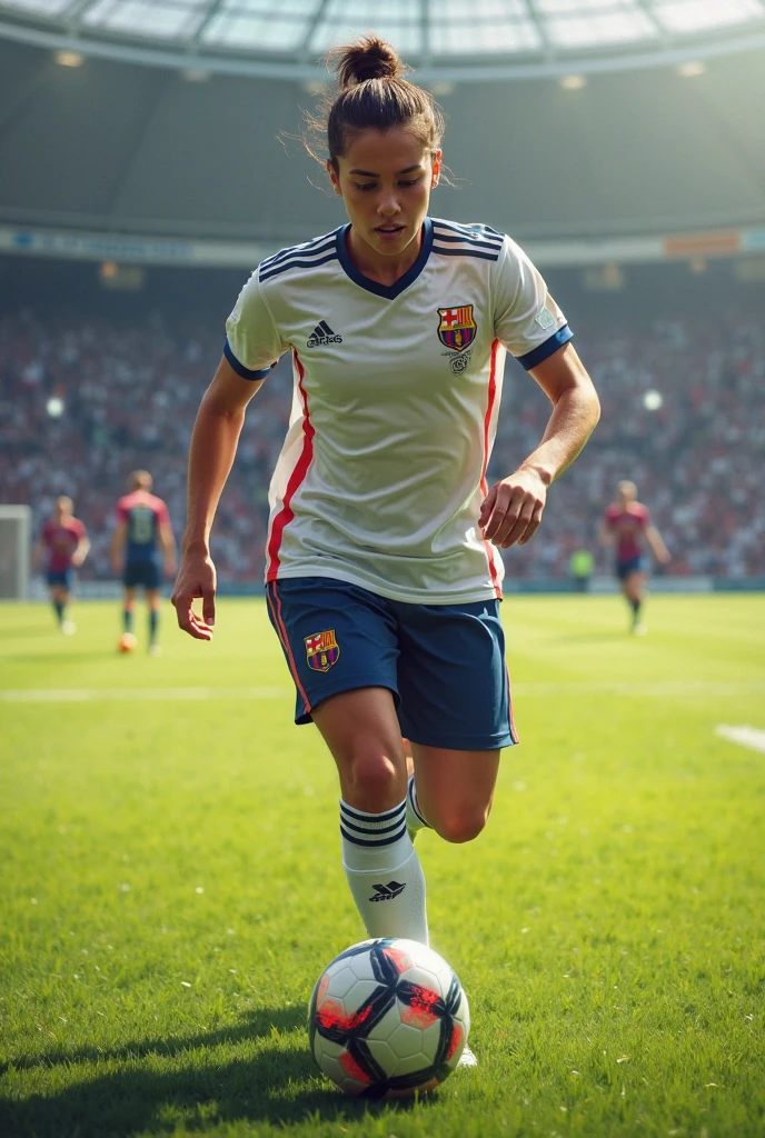 kneeling, <lora:sebastian_bonnet-06:1> seb, dressed in a professional pink soccer uniform, soccer field, grass, athleticism, golden hour, natural lighting, relaxed confident expression
