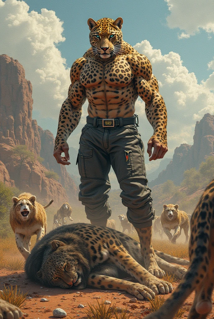 A jaguar warrior standing stoically, ready for battle