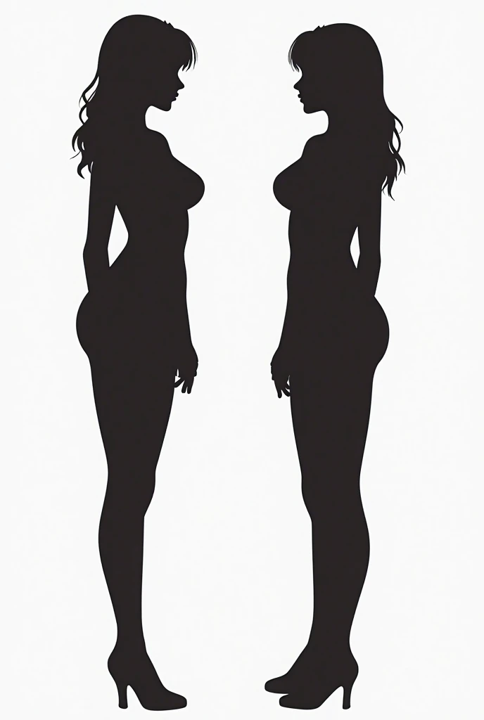silhouette of a woman and a man going in opposite directions with their backs arched