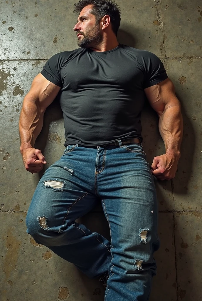 masterpiece, best quality, 30 years old man, a goatee facial hair, with toned body, six pack abs, wearing only underwear, tied up sitting on a chair, hands tied on the chair, ankles tied to the chair, an injured boy, tied up sitting on a chair in a basement, scared look, frightened face, looking to the viewer, injured body, scratches all over the body, angry face