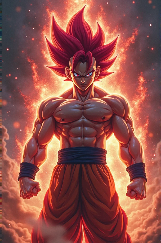 Create an image of the character Gogeta with the transformation of ssjgod