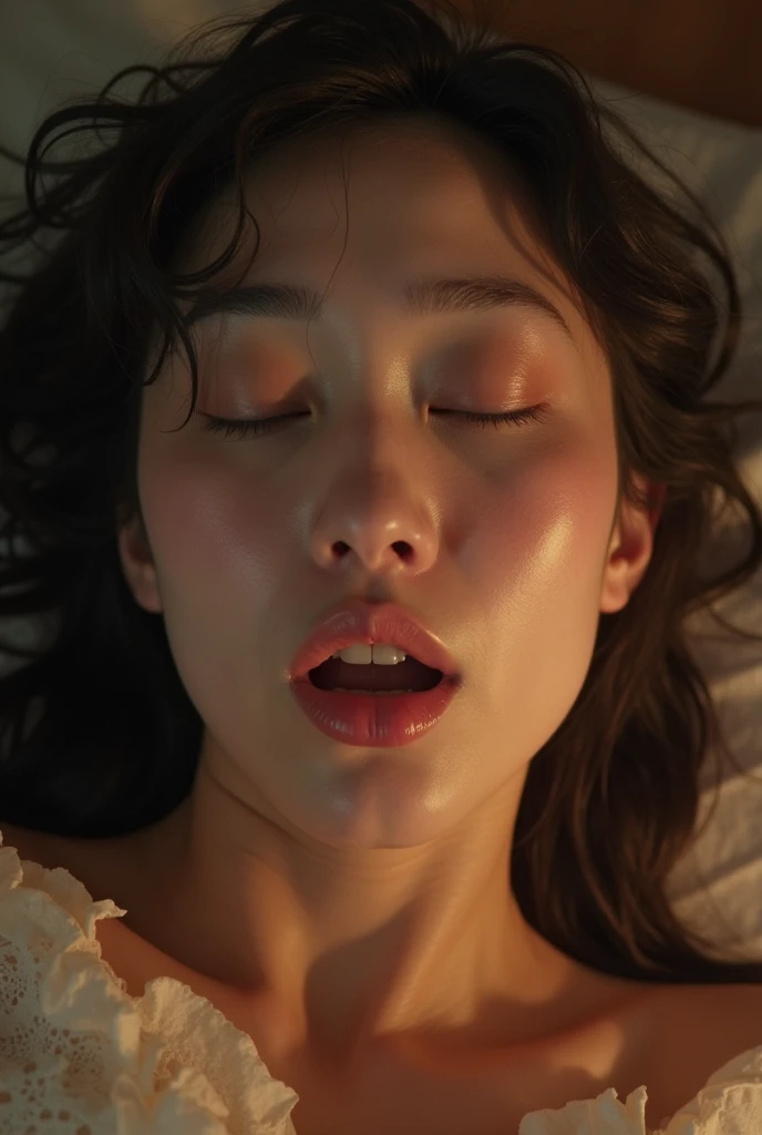 extremely quality photo, sharp focus, epic realism, realisitic, source_photo, proper alignment, young japanese actress, orgasmic climax, at bed with increase satisfaction