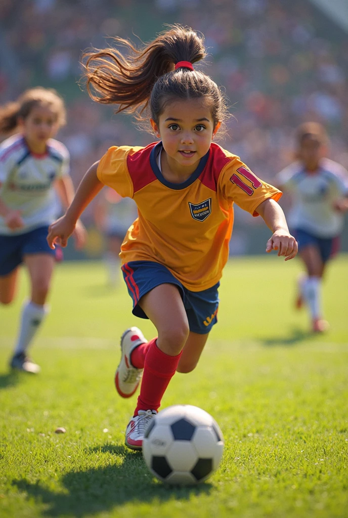 A 16 years men playing football with long hair and name Nadim in jersey.