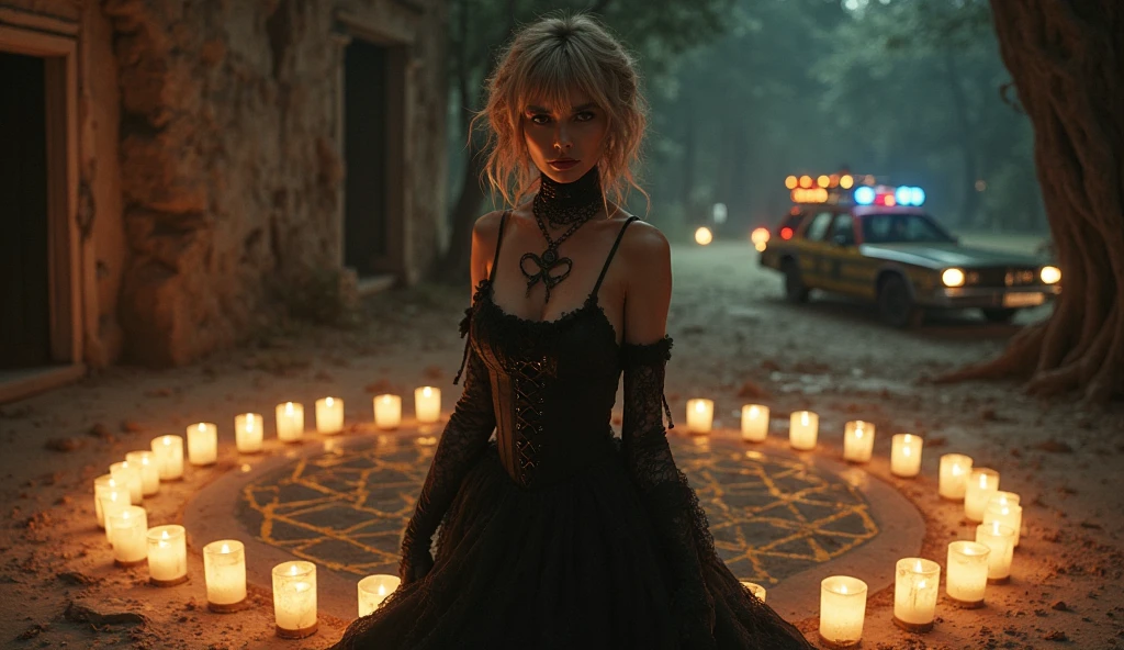 (highest quality,4K,8k,High range,Master Parts:1.2),Ultra-detailed,(Realistic,Realistic,Backwards,turn around,Photorealistic:1.37),Goth vampire girl standing in a cemetery at night, With big wings, Beautiful eyes in every detail, Long eyelashes,Pale skin, Gray Hair, Long black dress, Moonlit Landscape,Gothic architecture,Dramatic Shadows, mystery ,Subtle fog,Dark and eerie environment,Unforgettable beauty,Vibrant colors,Dim lighting,atmospheric portrait,emotional expression,Tim Burton-inspired style