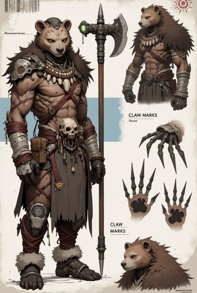 Game character standing drawing design,Black Bear Warriors,Fur shoulders,Stout limbs,Muscle explosions,Equipped with a huge chain boxing holster,Different layers overlay,Different angles,(Left view full body:1.4),solid color backdrop,clean backdrop,depth of fields,high light,Real light,Ray traching,OC renderer,UE5 renderer,Hyper-realistic,best qualtiy,8K,Works of masters,super-fine,Detailed pubic hair,Correct anatomy,