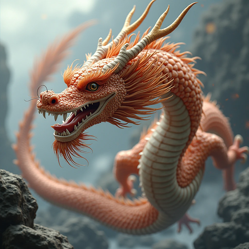 1 red asian dragon