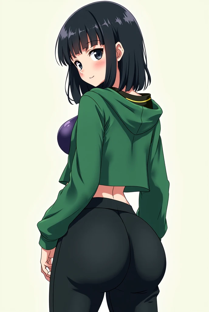source_anime, best quality, clear face, sam manson from danny phantom, black hair, purple eyes, short hair, large breasts, perfect body, looking at viewer, smile, sexy danny phantom clothes, Black mini skirt, Black t-shirt, purple stockings, in the park ​​at night, solo cowgirl position,  perspective shot, looking up, big ass, looking back, open panties