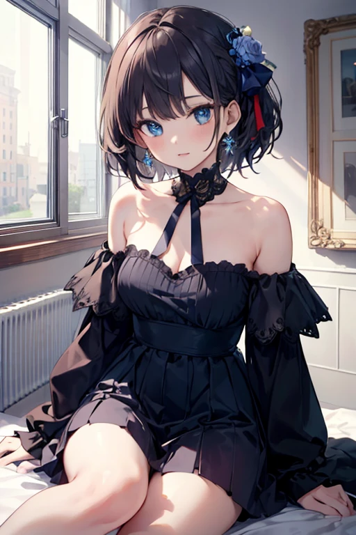 ((Highest quality)), ((masterpiece)), (detailed), One girl, Off-the-shoulder sweater,