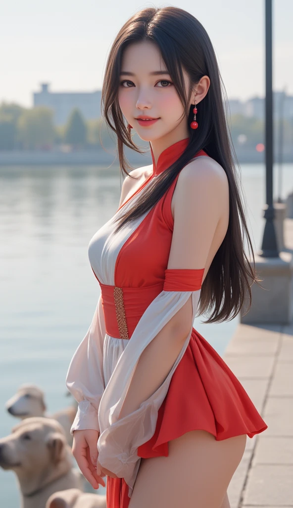 mai shiranui, (Full body portrait:1.4), Full body, (tabi:1.4), (Realism), (masutepiece:1.2), (Best Quality), (ultra-detailliert), (8K, 4K, Convoluted), (skinny), Prestige, Brown eyes, Long hair, Brown hair, White ribbon, Sleeveless, poneyTail, sash, pelvis curtain, arm guards, mitts, fascinated expression, Sexy eyes, medium breasts, Smile, Cute, view the viewer, Long hair, Close to Japan temple, (breasts focus:1.2), (Realistic:1.2), (Full Shot: 1.2), (85 mm), light Particle, Lighting, (Highly detailed:1.2), (Detailed face:1.2), (gradients), SFV, Colorful, (Detailed eyes:1.2), (Detailed temples of Japan: 1.2),(Detailed background), (Dynamic Angle:1.2), (Dynamic Pose:1.2), (Line of action:1.2), Wide Shot, Daylight, Solo.