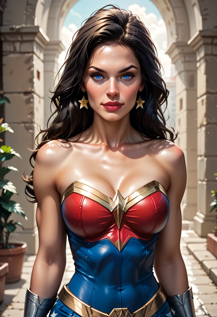 Best Quality,4k,8k,High resolution,masterpiece:1.2),ultra detailed,(realist,photorealist,photo-realist:1.37),portrait, carly ,beautiful detailed eyes,beautiful detailed lips,extremely detailed face,long eyelashes, sexy,Soft lighting,subtle background,Professional photography,vivid colors Whole body , by a fan, Flushed face () Whole body (seductive) (Ready for sex) (biting your lips) (Supergirl outfit) (long black hair),sexy