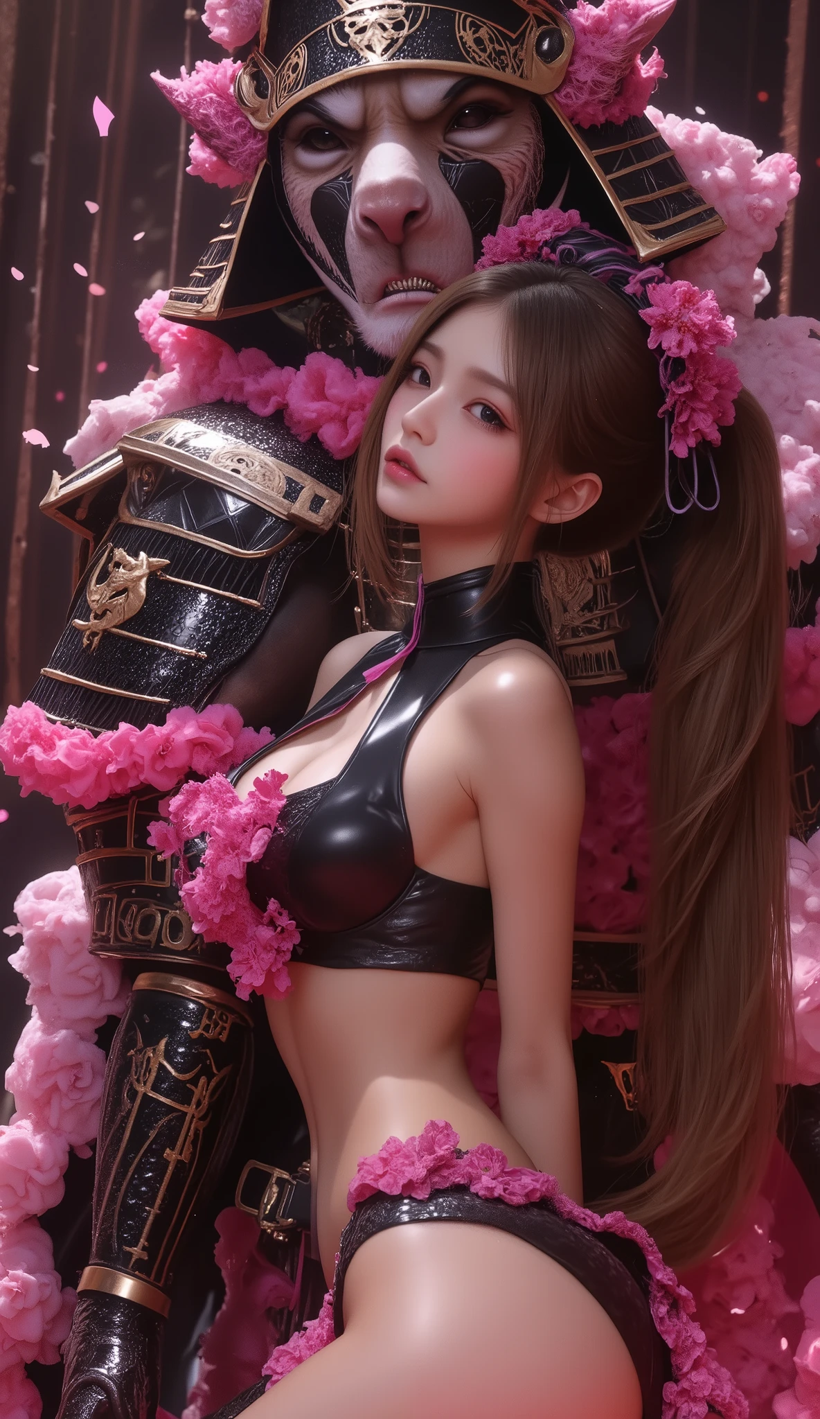 ((masterpiece:1.4)、(top-quality:1.4)、(reallistic:1.7))、a beauty girl、Super sexy daughter、Super beautiful girl、1girl in、Glossy luxury latex、Luxury Latex Bodysuit、By Luis Royo、age19、Super Ultra Ultra Bikini、beautiful countenance、kawaii faces、Beautiful udder、Beautiful ass、A detailed eye、beautidful eyes、Raw photo、red-lips、Red high heels、a choker、a necklace、耳Nipple Ring、