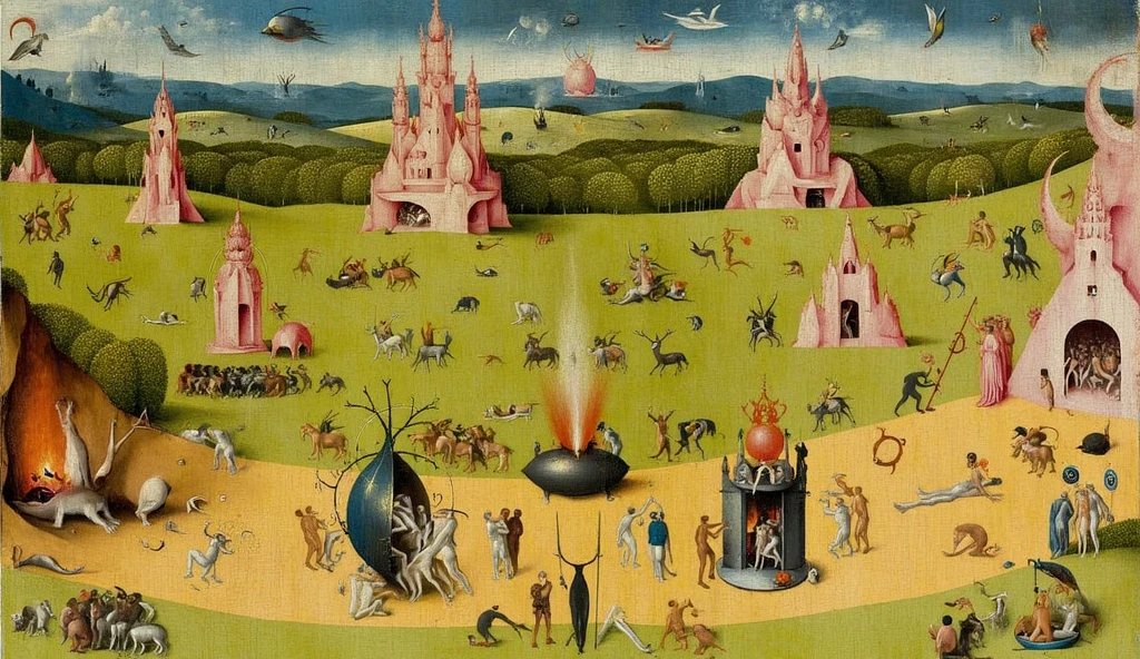 The Garden of Earthly Delights Full body fantasy paintings by Hieronymus Bosch Surrealism Portrait of a woman without clothes