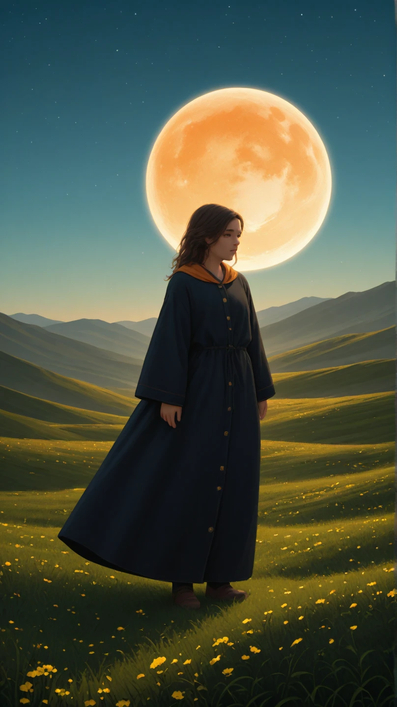Beautiful Virgin Mary, Halo, stylish, clean, Sharp design, Flowing silhouette, Reddish beige tunic, Blue coat and veil, Simple silhouette, Chic and sophisticated impression, Simple and sophisticated style, Elegant,