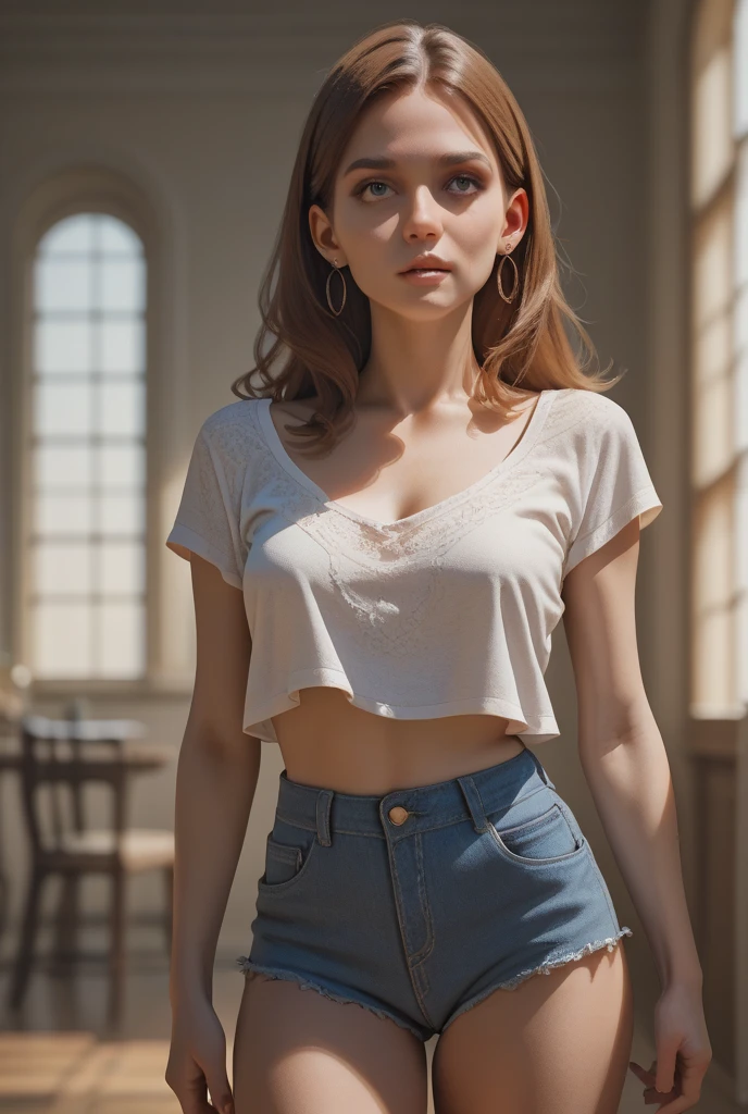 <lora:Bonniee:0.66> bonniee, an embarassed brunette wavy curly hair bonniee, bokeh, petite body, fullbody photoshoot, portrait, masterpiece, best quality, 64k, RAW, (soft focus:1.4),photorealistic,(lens distortion:0.7), (chromatic aberration:0.7), intricate,cinematic lighting,cinematic,depth of field,  hyper-detailed, ultra realistic, tonemapping, lady photo taken by senior photographer, (moody lighting:1.5), (detailed face:1.1), (((skin imperfections))),  professional photo color tuning, lots of face details, standing, slim body, clothing, white long blouse, navy blue pencil skirt, trinkets, headband,