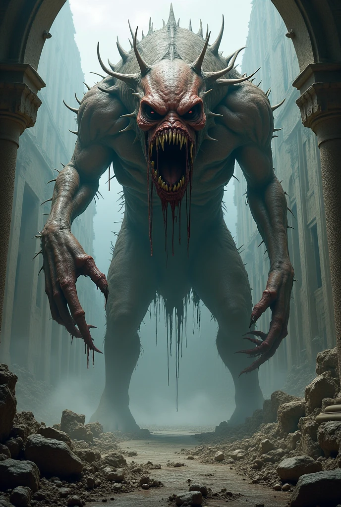 animal monster, scary, alley, red led, dark, 8k, ambient occlusion