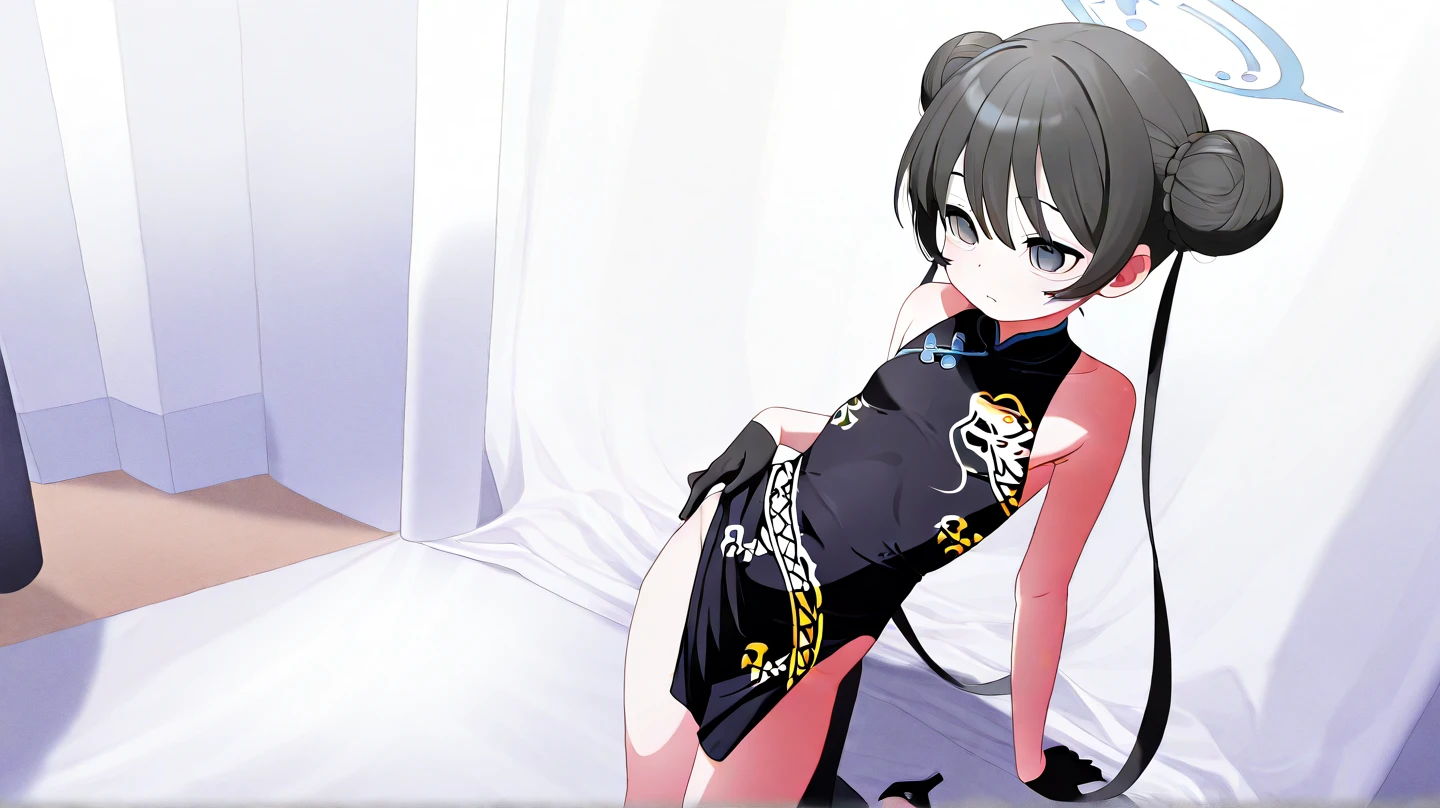 a ???? woman, (best quality), (masterpiece), (1girl), slim, anime, tall, (????????????), (chinese dress), (protrait), (half squat pose)
