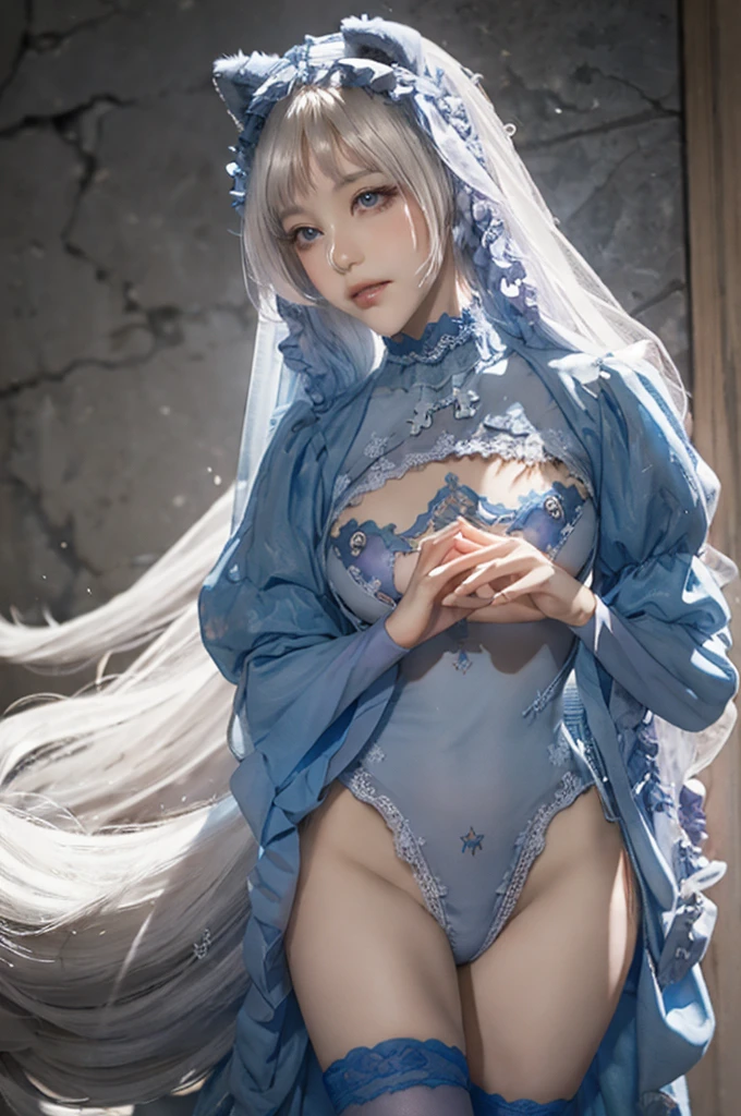 RAW, masterpiece, ultra thin photo, best quality, ultra high resolution, photorealistic, sunlight, (medium full shot:1.5), incredibly beautiful, dynamic poses, delicate face, vibrant eyes, (side view), she is using a long medieval dress, multicolored eyes, light blue hair, (beaufiful thigh:1.3), (off-the-shoulder cut top:1.3), medieval city background, highly detailed abandoned, detailed face, detailed and complex busy background, gorgeous, milky white, Highly detailed skin, realistic skin details, visible pores, sharp focus, volumetric mist, moonlight night, 8k UHD, DSLR camera, high quality, film grain, fair skin, photorealism, lomography, expanding metropolis in medieval dystopia, view from below, translucent, (ahegao:1.5), (rolling eyes:1.5), fainting, (legspread:1.4)