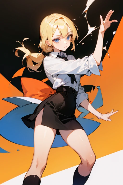 A gentle girl with yellow hair gracefully serves the table tennis ball. (Wearing black stretch pants that perfectly fit at the waist hole, matching the color and texture of the fabric, with shading that accentuates her movements.) (A fishing belt is accurately fitted, its color and texture matching the outfit, adding a subtle yet stylish detail.) (This is a pop art masterpiece, inspired by the comic book realism of Robert Combus, showcasing the Art of Comic Styles.) (With vibrant colors, the table is bursting with dynamism, a spark in every detail, creating a top-quality, official art piece.) (The viewer is invited to look straight into her eyes, her focus entirely