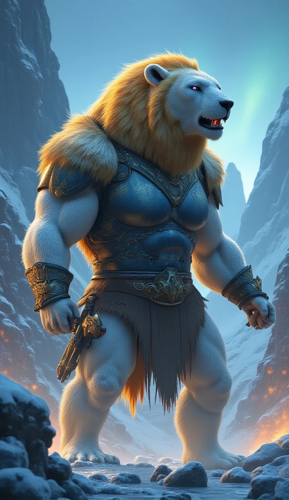 Uma imagem realista de Lion-o dos thundercats, super gigante musculoso, with muscular arms, ombros largos, giant toned physique, veias musculares estourando, super peludo marrom, olhos azuis, com as veias saltando, barefoot,