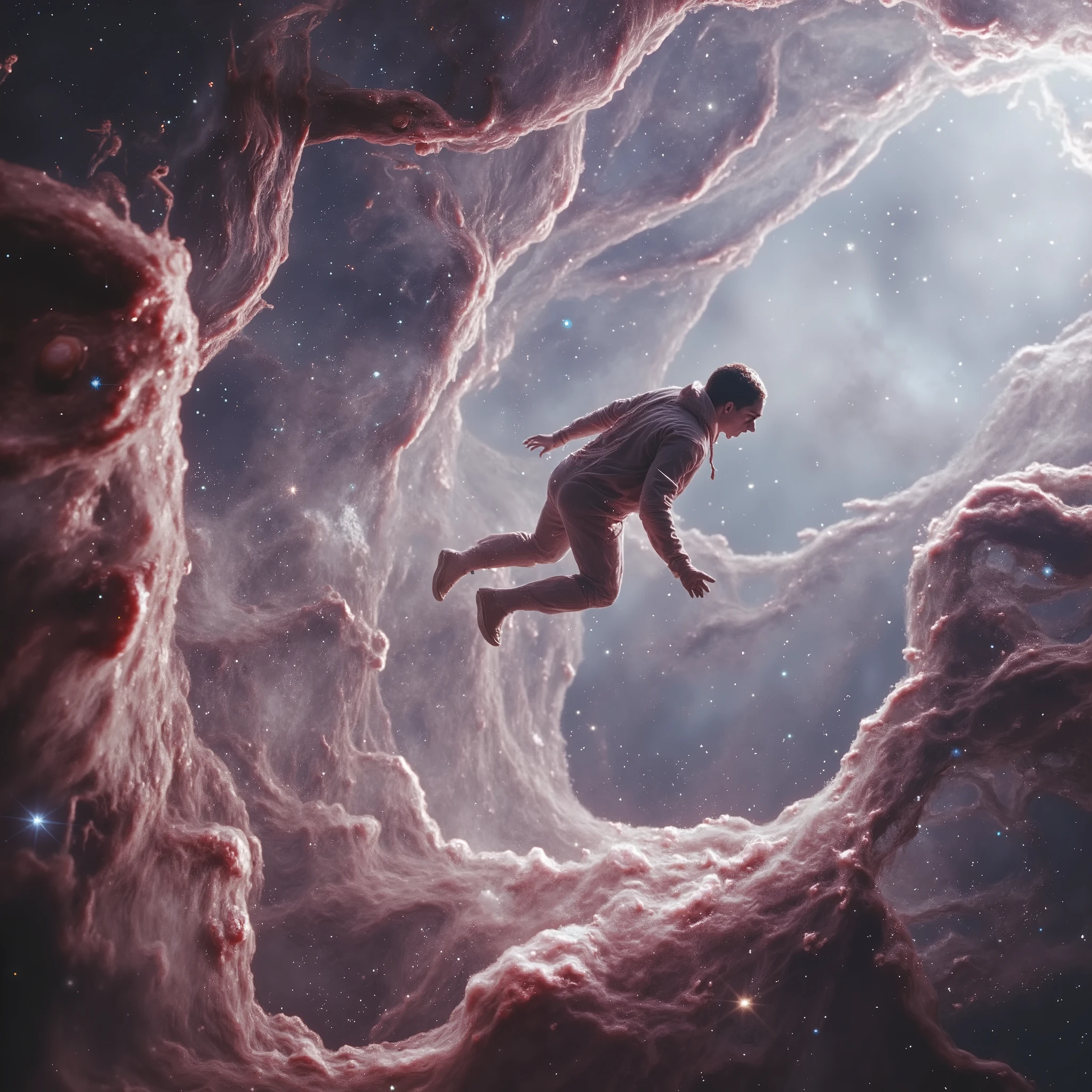 ais-cloudz astronaut riding a rocket through ais-cloudz shaped like planets and stars