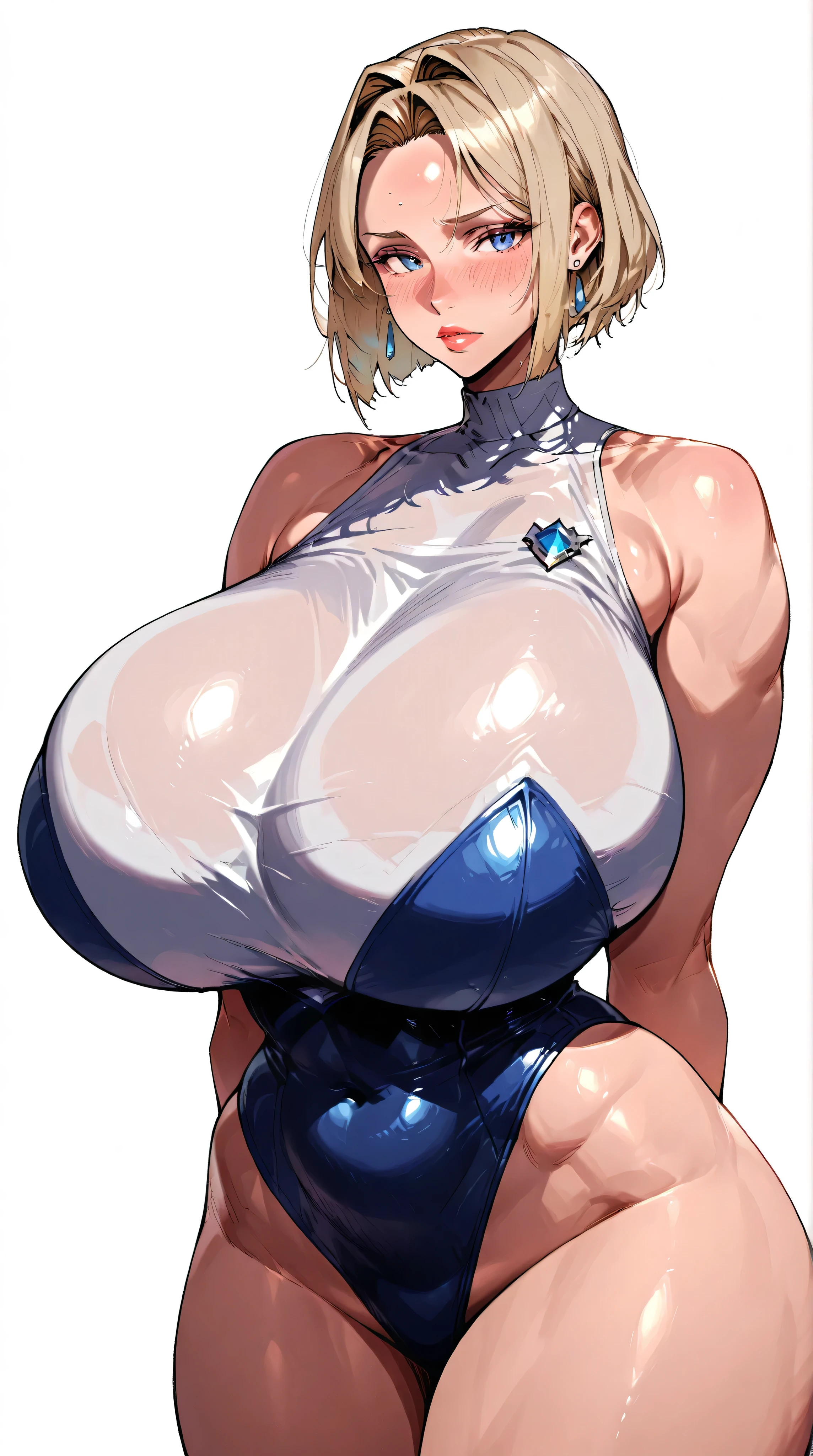 Uncensored, Score_9, score_8_up, score_7_up, score_6_up, score_5_up, score_4_up, masterpiece, high quality, source_anime, source_photorealistic, absurd resolution, realistic, photo-realistic, extremely detailed, rating_explicit, 
(Artoria Pendragon (Lancer) \(fate grand order\):1.5), (nsfw, white background, completely naked, looking at viewer, 1 girl, standing pose, spread legs, fullbody:1.5), (puffy nipples, erect nipples, huge nipples, big-areolae, big-breasts, Saggy breasts, saggy areola, saggy nipples, extremely hard huge nipples and huge areolas, large cleavage:1.5), thin thighs, slender body, heet, steam, angry face