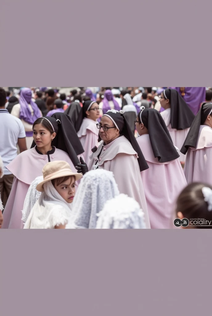 "A vibrant Easter procession winding through a historic city center, adorned with colorful banners and floral arrangements. Participants, dressed in traditional attire, carry symbols of resurrection such as crosses and lilies. Joyful hymns fill the air, echoing the celebration of Easter as the resurrection of Christ. The scene symbolizes the vibrant faith and communal joy inspired by the belief in eternal life and resurrection."