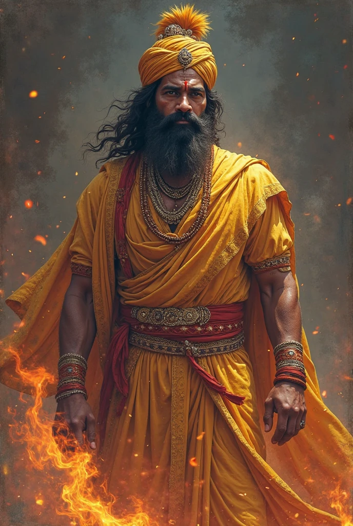 a 35 years old man who has a face of a monkey, has a long tail as a monkey, proper eyes, An Indian god, Lord Hanuman, face of a monkey , moderate stature, has a big tail, Fire on the background, strongly built, broad-chested, narrow-waisted, and long-armed, big golden sword in his hand, in a dark forest (Professional 3D rendering:1.3) by (Realistic:1.3) World's most beautiful art picture, Features soft, dark complexation male heroes , hindu god, indian god, ((Epic hindu god , lord Hanuman, fantasy rough muscular man wet hero angry look long hair long slightly white beard and fierce expression in dynamic pose, wearing a orange robe, inside a jungle, burning lights in the background, majestic environment)), full body 8k unit render, action shot, skin pores, very dark lighting, heavy shading, detailed, Detailed face, (vibrant, photorealistic, Realistic , Dramatic, Dark, sharp focus, 8k), (orange cloths with heavy jewelry r:1.4), (intricate:1.4), decayed, (highly detailed:1.4), painting digital, rendering by octane, art stations, Concept-Art, smooth, sharp focus, illustration, germ of art, (Loish:0.23), Wlop Ilya Kuvshinov, and Greg Rutkowski and Alphonse Mucha Gracias, (global illumination, studiolight, Light Volumetric ), heavy rain, floating particles, scoundrel, fantasy, Eleven, full bodyesbian, ((Dark old city background:1.3)),CGSesociedade,art stations