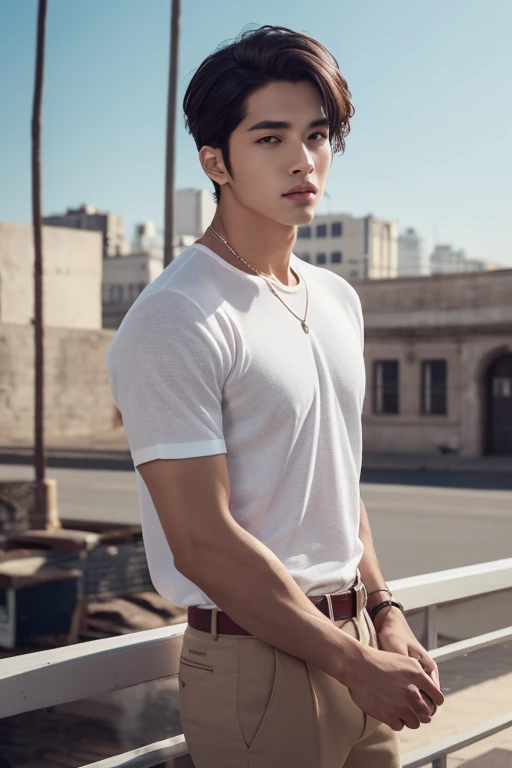 Um garoto coreano , wearing ripped jeans, Torn pants, (Jeans rasgada) (Torn pants), posing for photo shoot , corpo inteiro, fundo liso, jungkook, jungkook taeyang Jimim 1 boy, 1 homem, homem masculino coreano, homem masculino sozinho coreano sozinho, solo, sozinho, (alone) (sozinho) alone, sozinho sozinho sozinho sozinho SOZINHO SOZINHO SOZINHO SOZINHO, （The right looking penis:1.4), Well shaped penis, Smooth penis and testicles , Full-length effect and skin type. This realistic portrait blends National Geographic style。.