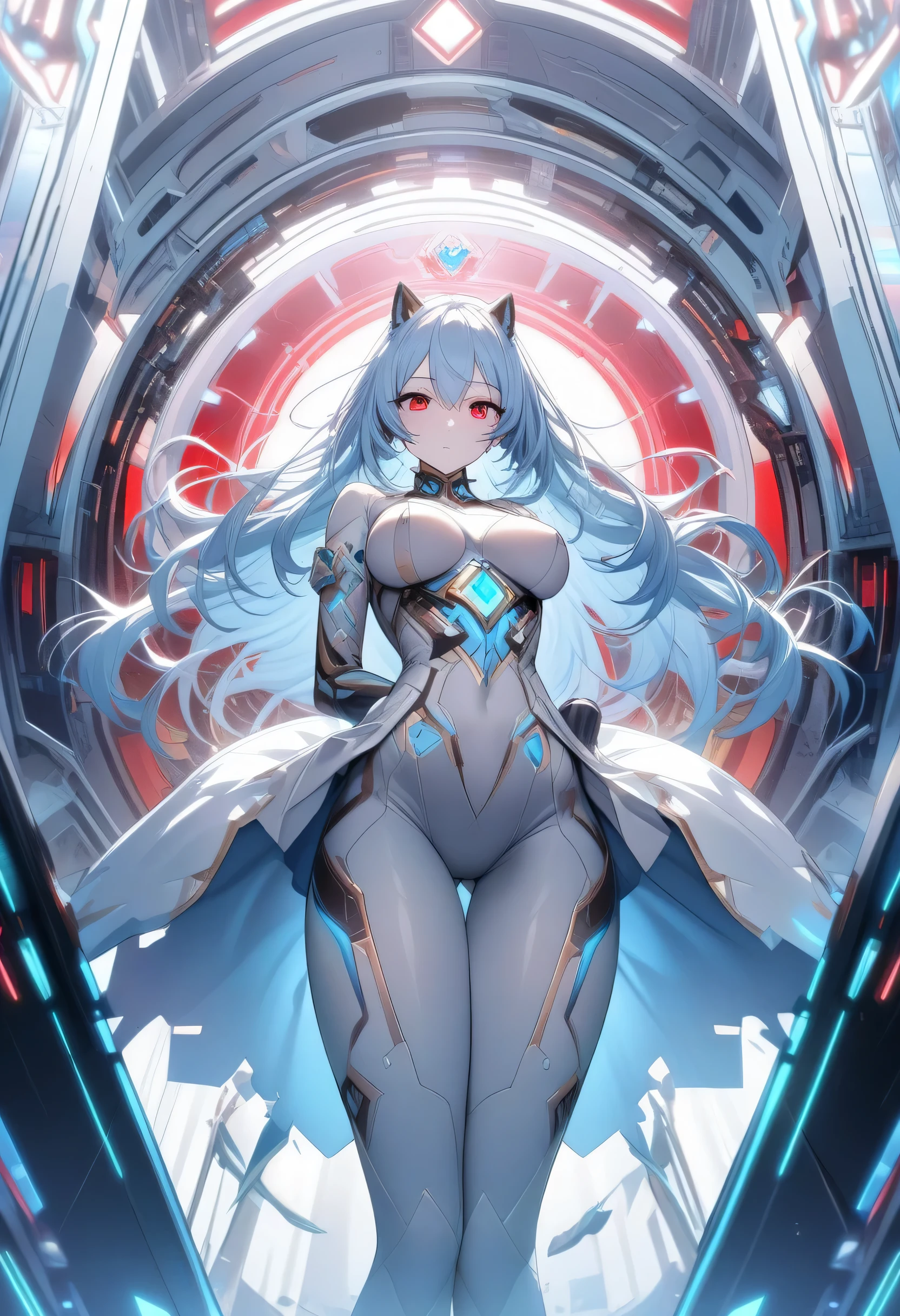 anime girl with white hair and white lingersuit posing in a forest, white cat girl, white - haired fox, fanart best artstation, ahri, art of silverfox, beautiful anime catgirl, seductive anime girl, very beautiful anime cat girl, extremely detailed artgerm, attractive cat girl, portrait of ahri,female model, exposed body, full body portrait, thick thighs, large breasts, toned body,camel toe, breasts, life like, high definition, high resolution, Artificial intelligence, AI art, dynamic pose, delicate face, vibrant eyes, streaked hair, very long hair, expressive hair, multicolored eyes, aqua eyes, purple eyes, light smile, shy, blush, parted lips, licking lips, heavy breathing, naughty face, naughty, sparkle, god rays, super detail, high quality, anatomically correct, textured skin, best quality,full body portrait, guweiz on artstation pixiv, flaming nova,fire in the sky, photo realism, ultra high detail, rich detail, sensual expression, resolution 4098x2160, 8k white haired deity,cinematic lighting, glowing light, god rays, ray tracing, reflection light, backlighting, blending, drop shadow, 360 view, UHD, masterpiece, ccurate, anatomically correct, super detail, high details, high quality, award winning, best quality, highres, 16k --auto --s2