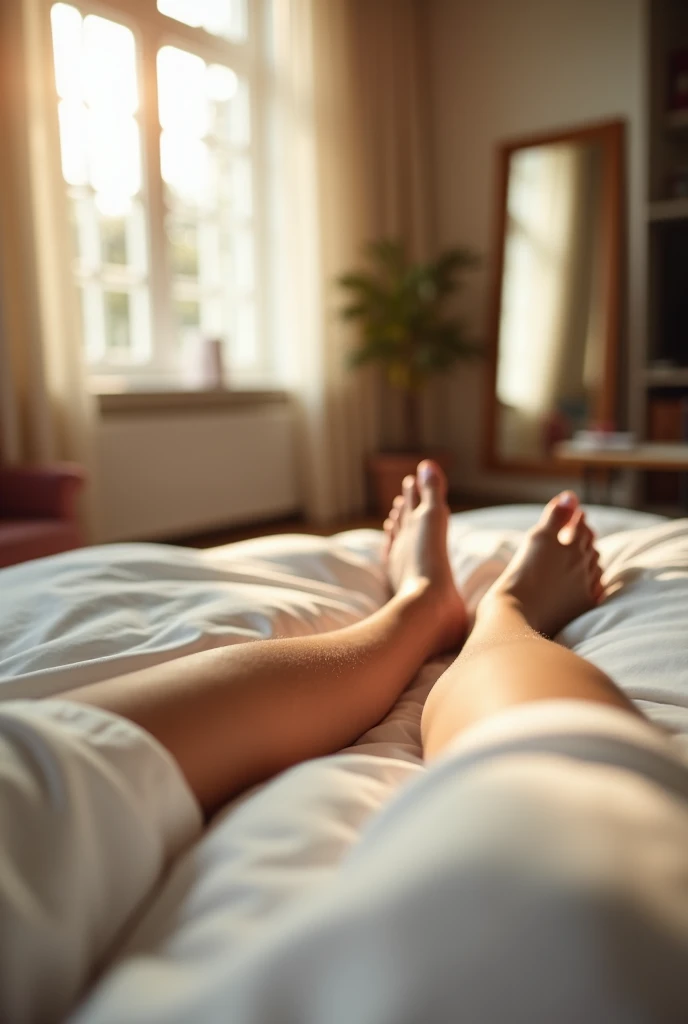 bed、barefoot