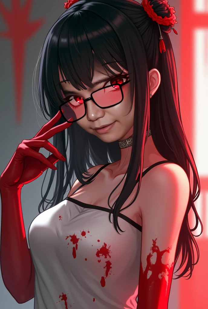 ((black latex bodysuit)), upper body, seductive look, blush, indoors, in office, looking at viewer, cloudy, moody lighting, (perfect detail eyes:1.2), glowing eyes, (Masterpiece, Best Quality, High Quality:1.4), professional artwork, Intricate Details, field of view, sharp focus, detailed painting, photorealistic lighting, trending on pixiv, (vivid lighting, vibrant colors:1.05), realistic shadows, ambient occlusion, (athletic body:1.3), mature woman, 30yo, hyperdetail eyes, beautiful eyes, (((solo:1.4))), semi-realistic hair, hyperdetailed clothes, (((beautiful red blood lipstick:1.3, beautiful red blood eyeshadow:1.3))),
