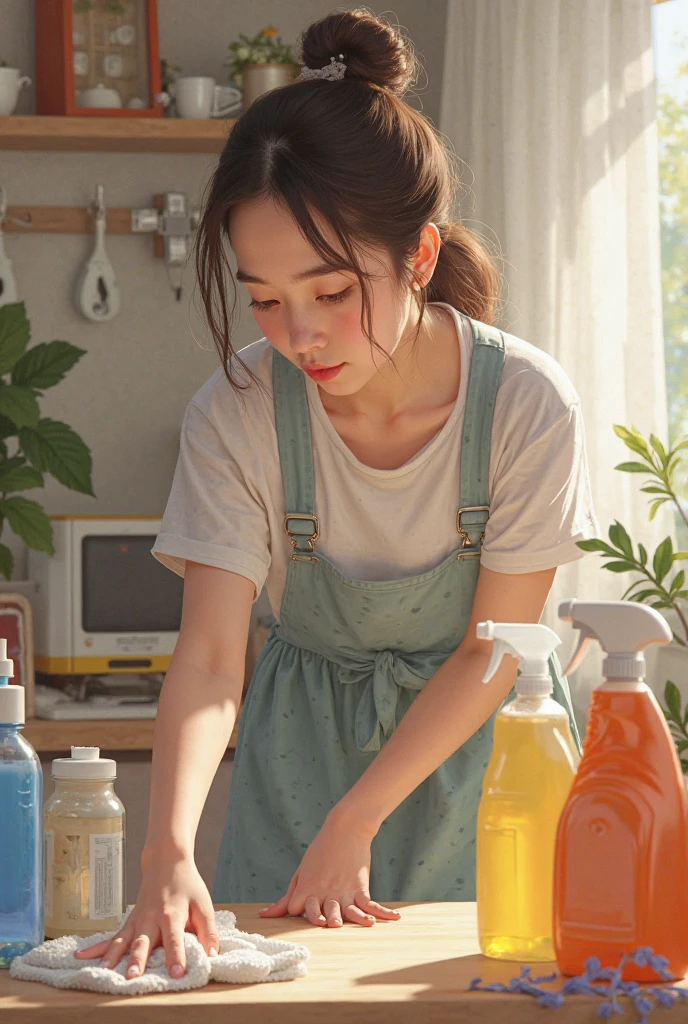 Browsing Caution:1.35、close range、Beautiful woman、cute、((Female Nursery Teacher))、smile、Extra Very Short Hair、((Delicate photo))，(Detailed RAW photos of girls), (Tabletop:1.0), (Highest quality:1.6), (Ultra-high resolution:1.5), (Realistic:1.75), 8K resolution, Absurd, Ultra-detailed,Cinema Lighting,、nursery school、Braid、((Wearing an apron:1.2))、(Hairstyle with bangs)、Long sleeve T-shirt、((Colorful kids room:1.1))、((Lots of toys:1.))、Pleated skirt、((cute壁紙の部屋))、