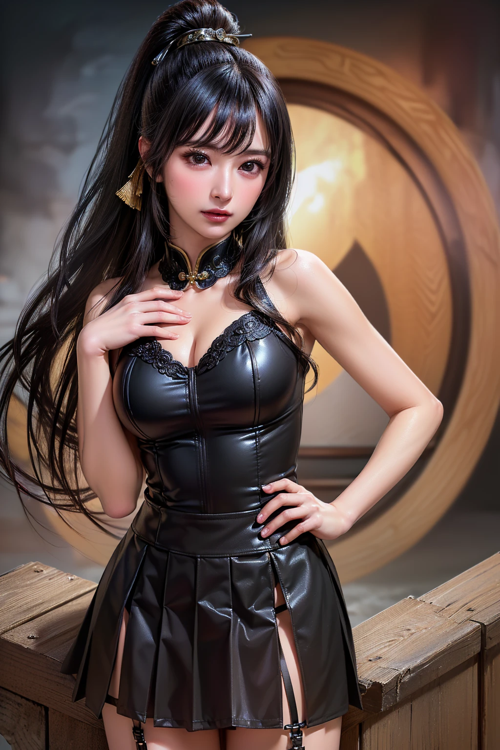 （Very delicate and beautiful：1.2）super model,,Big Breasts,Beautiful breasts,voluptuous,【bike shorts】,,【3 girls】,,highest quality, High resolution, 8K,, Large Breasts,, Vivid details, ,Idol Group,mini skirt,A group of girls looking down on the viewers,Low - Angle,A girl looks at the viewer with disdain,Girl kicking the viewer