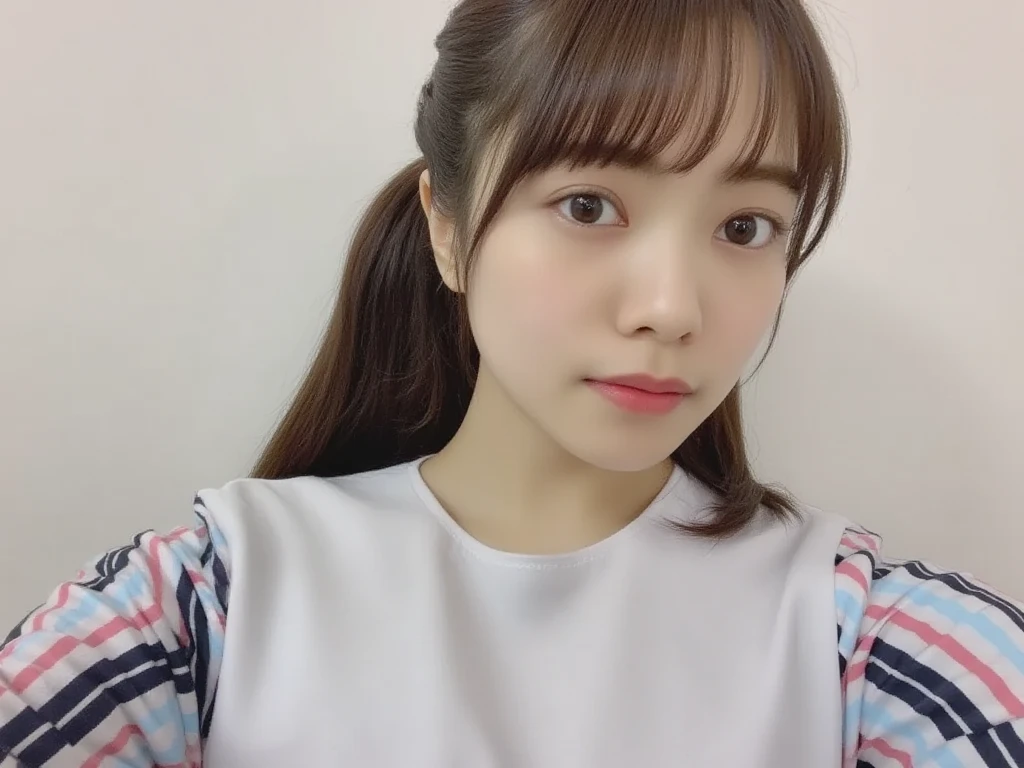 1girl, solo, small breasts, looking at viewer, realistic, photorealistic, lips, long hair, brown hair, smile, bangs, tattoo, jewelry, hyper detailed, super sharp, crisp, smooth, smooth gradients, depth of field, (in studio: 1.1), (white background: 1.1), student uniform, <lora:sammi_shiang:1>, <lora:breastsizeslideroffset:-0.4>, <lora:skin_slider_v2_1_FACE:0.5>, <lora:add_detail_v5:1>