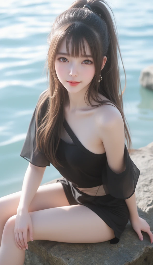 NSFW,(evil:1.2),ideal ratio body proportions,masutepiece, Best Quality, Illustration, Ultra-detailed, finely detail, hight resolution, 8K Wallpaper, Perfect dynamic composition, Beautiful detailed eyes, Women's Fashion Summer,Medium Hair, C Cup Breast, Natural Color Lip, Bold sexy poses,Very Skinny,sea side hotel balcony、20 years girl、Cute、Aizawa Minami fece,Sexy shot ,Sexy pose,head tilt,looking at camera, Brass Strap Display,micro bikini,(doggy style pose,face-down bottom-up:1.2),