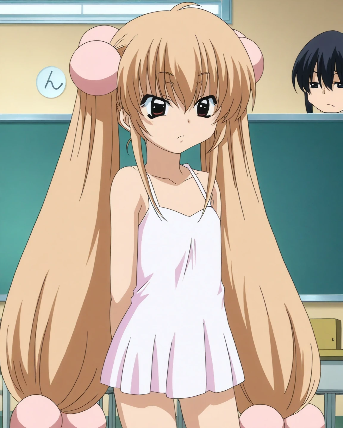 rating_safe, sharp, score_10, score_9, score_8_up, room, anime screencap, flat shadows, flat colors, rin ,completely nude,