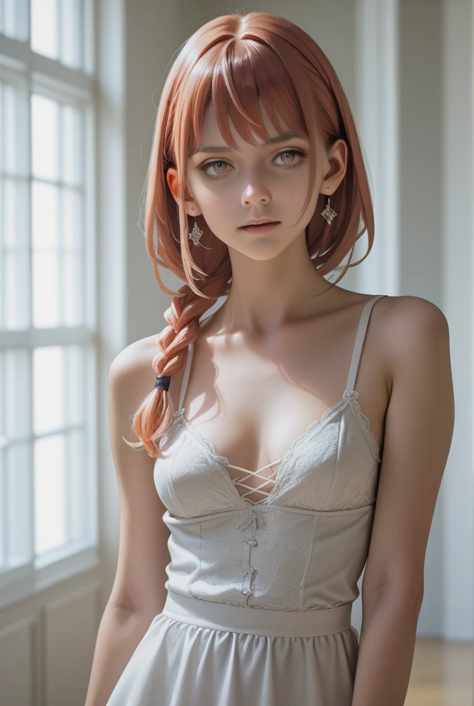 masutepiece, Best Quality, 8K, 、, ((small tits、small and flat chest))、((big eye))、Tear bag、 ((Gray background))、soft light rays、Raw photo, absurderes, ((With smiling eyes、ssmile)), ((Opening Mouth)),((Loli face:1.((The upper part of the body))、((Young Face)),((bobhair)),Solo, Daytime, ((Idol face:.1.7)), ((Delicate girl)),(( onepiece swimsuit))、((Competitive Swimwear)),Digital SLR, ((Looking at Viewer)), Candid, Sophisticated, Thin arms, soft light rays、Professional Lighting, Film grain, chromatic abberation, (Eyes and faces with detailed:1.5), (Bokeh:1.1),((from the thighs up)),((Shot from the front))