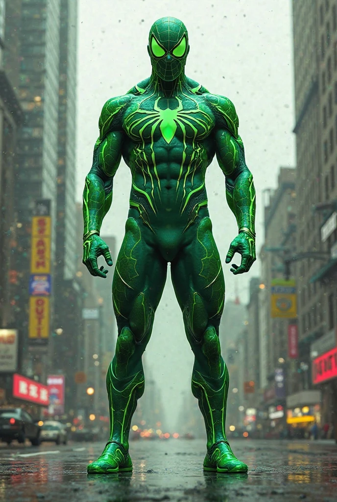 Spider-Man in green and white uniform