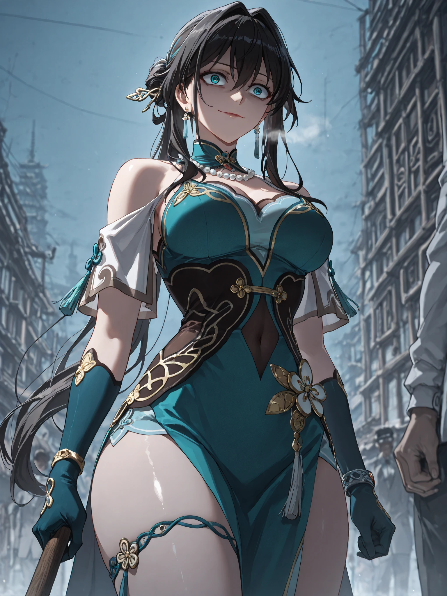 (top-quality、masterpiece、high-level image quality、Super delicate)、((a beauty girl))、(Silky mocha brown gradation hair)、(straight elegant medium bob、Long bangs)、(Brainwashed, sky green eyes)、a choker、Moderately large breasts、((Traveler's Costume))、((Cuffed))、Straight face、she was a slave、 ((Brainwashing hypnosis))、bandaged